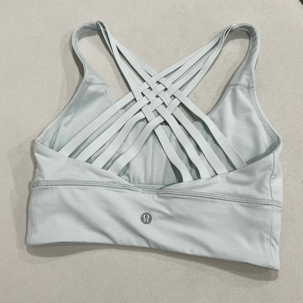 Lululemon Free To Be Moved Bra Sheer Blue Size 4 Athleisure Sporty